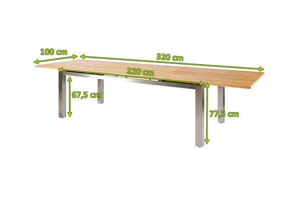 DIAMOND GARDEN Levanto Ausziehtisch, Edelstahl/Recycled Teak, 220/320x100 Cm 7 DIAMOND GARDEN Levanto Ausziehtisch, Edelstahl/Recycled Teak, 220/320x100 Cm – Bild 5
