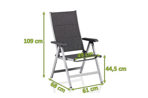 KETTLER BasicPlus Padded Multipositionssessel, Silber/anthrazit, Alu/Textilene, 0301201-9000, Verstellbare Rückenlehne 7 KETTLER BasicPlus Padded Multipositionssessel, Silber/anthrazit, Alu/Textilene, 0301201-9000, Verstellbare Rückenlehne – Bild 5