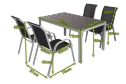 VILLANA Esstischgarnitur, Silber/schwarz, Alu/Holzimitat/Textil, Tisch 150x90cm, 4 Sessel, Stapelbar -Kettler Verkäufe 22557 05.jpg