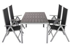 VILLANA Esstischgarnitur, Silber/schwarz, Alu/Holzimitat/Textil, Tisch 150x90cm, 4 Multipositionssessel -Kettler Verkäufe 22559 08.jpg