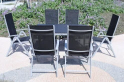 VILLANA Esstischgarnitur, Silber/schwarz, Alu/Holzimitat/Textil, Tisch 150x90cm, 6 Multipositionssessel -Kettler Verkäufe 22560 06.jpg