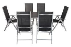 VILLANA Esstischgarnitur, Silber/schwarz, Alu/Holzimitat/Textil, Tisch 150x90cm, 6 Multipositionssessel -Kettler Verkäufe 22560 07.jpg