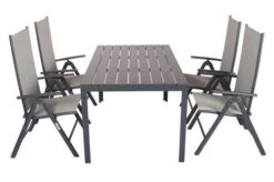 VILLANA Esstischgarnitur, Anthrazit/grau, Alu/Holzimitat/Textil, Tisch 150x90cm, 4 Multipositionssessel 29 VILLANA Esstischgarnitur, Anthrazit/grau, Alu/Holzimitat/Textil, Tisch 150x90cm, 4 Multipositionssessel -Kettler Verkäufe 22577 08.jpg