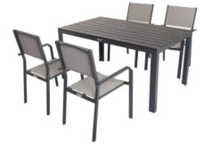 VILLANA Esstischgarnitur, Anthrazit/grau, Alu/Holzimitat/Textil, Tisch 150x90cm, 4 Stapelsessel 21 VILLANA Esstischgarnitur, Anthrazit/grau, Alu/Holzimitat/Textil, Tisch 150x90cm, 4 Stapelsessel -Kettler Verkäufe 22579 02.jpg