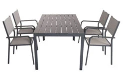 VILLANA Esstischgarnitur, Anthrazit/grau, Alu/Holzimitat/Textil, Tisch 150x90cm, 4 Stapelsessel 27 VILLANA Esstischgarnitur, Anthrazit/grau, Alu/Holzimitat/Textil, Tisch 150x90cm, 4 Stapelsessel -Kettler Verkäufe 22579 08.jpg