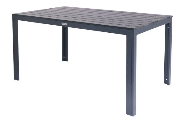 VILLANA Esstischgarnitur, Anthrazit/grau, Alu/Holzimitat/Textil, Tisch 150x90cm, 4 Stapelsessel 12 VILLANA Esstischgarnitur, Anthrazit/grau, Alu/Holzimitat/Textil, Tisch 150x90cm, 4 Stapelsessel – Bild 10