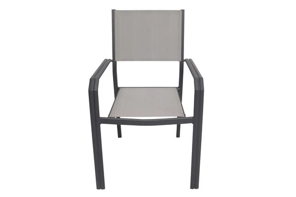 VILLANA Esstischgarnitur, Anthrazit/grau, Alu/Holzimitat/Textil, Tisch 150x90cm, 4 Stapelsessel 17 VILLANA Esstischgarnitur, Anthrazit/grau, Alu/Holzimitat/Textil, Tisch 150x90cm, 4 Stapelsessel – Bild 15