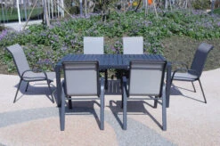 VILLANA Esstischgruppe, Anthrazit/grau, Alu/Textilene, Tisch 130/180x90cm, 6 Sessel, Stapelbar -Kettler Verkäufe 22582 06.jpg