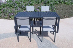 VILLANA Esstischgruppe, Anthrazit/grau, Alu/Textilene, Tisch 130/180x90cm, 4 Stapelsessel -Kettler Verkäufe 22585 06.jpg