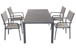 VILLANA Esstischgruppe, Anthrazit/grau, Alu/Textilene, Tisch 130/180x90cm, 4 Stapelsessel -Kettler Verkäufe 22585 08.jpg