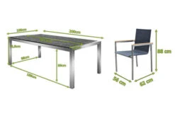 OUTFLEXX Esstischgarnitur, Silber/schwarz, Edelstahl/Granit/Textil, 200x100 Cm, 6 Gartensessel, Teakarmlehnen 17 OUTFLEXX Esstischgarnitur, Silber/schwarz, Edelstahl/Granit/Textil, 200x100 Cm, 6 Gartensessel, Teakarmlehnen -Kettler Verkäufe 22765 05.JPG