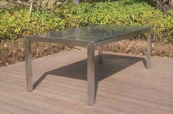 OUTFLEXX Esstischgarnitur, Silber, Edelstahl/Granit/Textil, 200x100 Cm, 6 Freischwinger, Padded, Teakarmlehnen -Kettler Verkäufe 22769 02.JPG