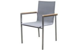 OUTFLEXX Esstischgarnitur, Silber/taupe, Edelstahl/Granit/Textil, 200x100 Cm, 4 Stapelsessel, 2 Multipos, Armlehnen Aus FSC-Teak -Kettler Verkäufe 22776 04.jpg