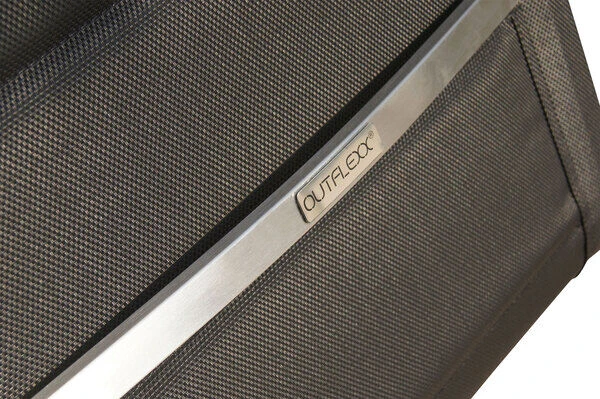 OUTFLEXX Esstischgarnitur, Silber/schwarz, Edelstahl/Granit/Textil, 200x100 Cm, 6 Freischwinger, Padded, Armlehnen Aus FSC-Teak 8 OUTFLEXX Esstischgarnitur, Silber/schwarz, Edelstahl/Granit/Textil, 200x100 Cm, 6 Freischwinger, Padded, Armlehnen Aus FSC-Teak – Bild 6