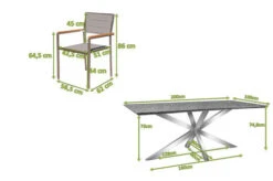 OUTFLEXX Esstischgarnitur, Silber/taupe, Edelstahl/Granit/Textil, 200x100 Cm, 6 Stühle, Padded, Armlehnen Aus FSC-Teak -Kettler Verkäufe 22800 05.jpg