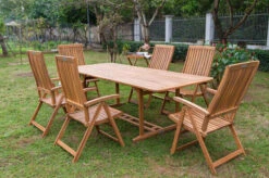 OUTFLEXX Sitzgruppe, Natur, Akazie, Ausziehtisch 150/200 X 90 Cm, 6 Multipositionssessel