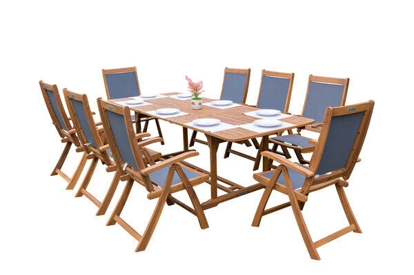 OUTFLEXX Sitzgruppe, Natur/grau, Akazie/Textilene, Ausziehtisch 180/240 X 100 Cm, 8 Multipo 5-fach 11 OUTFLEXX Sitzgruppe, Natur/grau, Akazie/Textilene, Ausziehtisch 180/240 X 100 Cm, 8 Multipo 5-fach – Bild 9