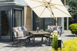 DOPPLER Expert Esstischgarnitur, Anthrazit, Alu/Textilene, 6x Multipositionssessel, 150-210x90 Cm