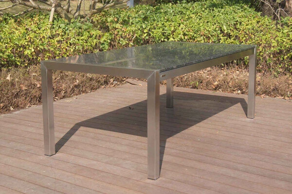 STERN Esstischgarnitur, Silber/grau, Edelstahl/Textilene, Tisch 200 X 100 Cm, 2 Teilige Tischplatte, 4 Stapelsessel, Hohe Rückenlehne, 2 Multipo, Padded 7 STERN Esstischgarnitur, Silber/grau, Edelstahl/Textilene, Tisch 200 X 100 Cm, 2 Teilige Tischplatte, 4 Stapelsessel, Hohe Rückenlehne, 2 Multipo, Padded – Bild 5