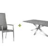 STERN Esstischgarnitur, Silbergrau/grau, Edelstahl/Textilene, Tisch 200 X 100 Cm, 6 Stapelsessel, Hohe Rückenlehne