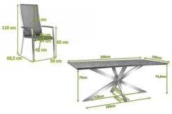 STERN Esstischgarnitur, Silbergrau/grau, Edelstahl/Textilene, Tisch 200 X 100 Cm, 6 Stapelsessel, Hohe Rückenlehne -Kettler Verkäufe 22909 02 mass.jpg