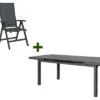 STERN New Top Esstischgarnitur, Anthrazit, Alu / Glas / Textil, Tisch 180/240x100cm, 6 Klappsessel