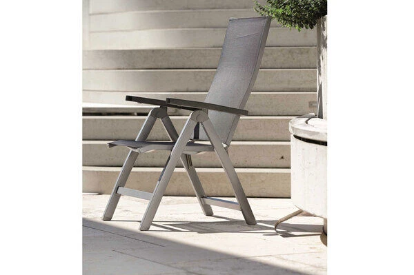 STERN New Top Esstischgarnitur, Graphit, Alu / Glas / Textil, Tisch 180/240x100cm, 6 Klappsessel 4 STERN New Top Esstischgarnitur, Graphit, Alu / Glas / Textil, Tisch 180/240x100cm, 6 Klappsessel – Bild 2