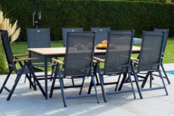 HARTMAN Silencio / Aruba Sitzgruppe, Xerix/natur, Alu/Teak, 8 Multipo, 220x100cm, FSC-Teak Armlehnen