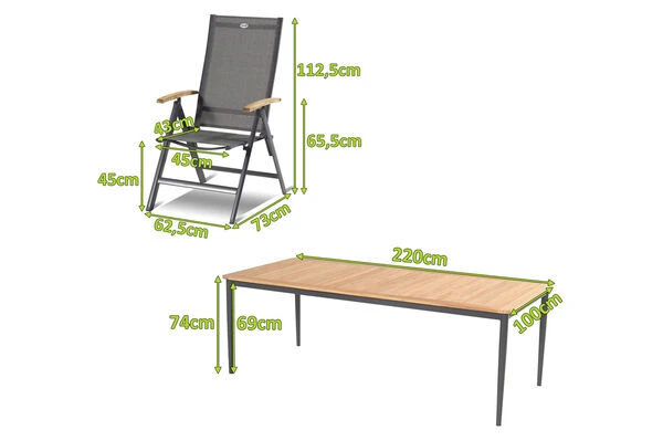 HARTMAN Silencio / Aruba Sitzgruppe, Xerix/natur, Alu/Teak, 8 Multipo, 220x100cm, FSC-Teak Armlehnen 7 HARTMAN Silencio / Aruba Sitzgruppe, Xerix/natur, Alu/Teak, 8 Multipo, 220x100cm, FSC-Teak Armlehnen – Bild 5