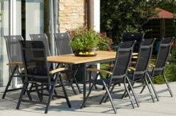 HARTMAN Silencio / Alice Sitzgruppe, Xerix/natur, Alu/Teak, 4x4 Textilen, 8 Multipo, 160/220x90cm, FSC-Teak Armlehnen