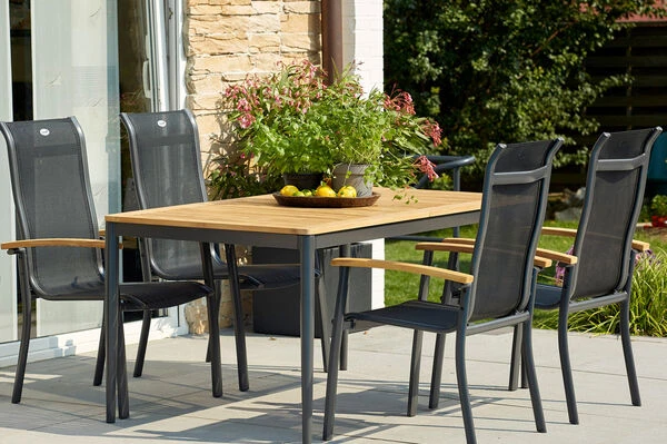 HARTMAN Silencio / Alice Sitzgruppe, Xerix/natur, Alu/Teak, 4x4 Textilen, 4 Dining Sessel, 160/220x90cm, FSC-Teak Armlehnen 3 HARTMAN Silencio / Alice Sitzgruppe, Xerix/natur, Alu/Teak, 4x4 Textilen, 4 Dining Sessel, 160/220x90cm, FSC-Teak Armlehnen