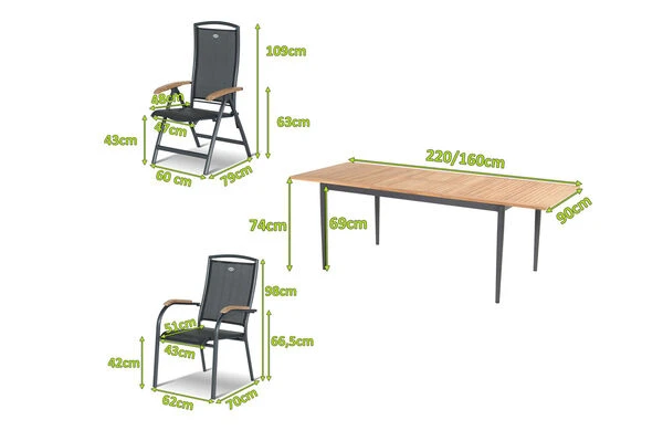HARTMAN Silencio / RaffaeloSitzgruppe, Xerix/natur, Alu/Teak, 4 Dining Sessel, 2 Multipo, 160/220x90cm, FSC-Teak Armlehnen 6 HARTMAN Silencio / RaffaeloSitzgruppe, Xerix/natur, Alu/Teak, 4 Dining Sessel, 2 Multipo, 160/220x90cm, FSC-Teak Armlehnen – Bild 4