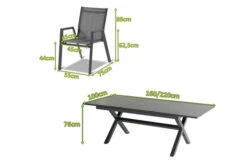 HARTMAN Xanadu / Aruba Sitzgruppe, Xerix, Alu/Textilene/Glaskeramik, 6 Stapelsessel, 160/220x100cm -Kettler Verkäufe 23278 mass.jpg