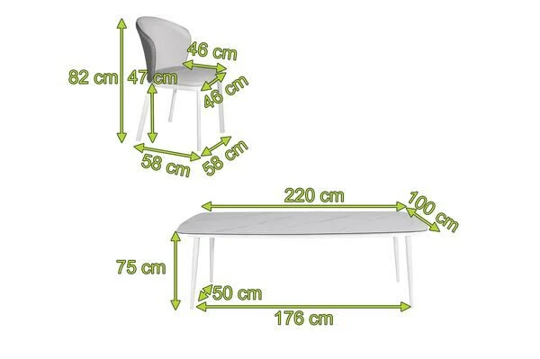 OUTFLEXX Esstischgarnitur, Weiß, Alu/Glas/Sling-Textilene, 9-teilig, Tisch 220x100 Cm, Glasplatte In Keramikoptik 7 OUTFLEXX Esstischgarnitur, Weiß, Alu/Glas/Sling-Textilene, 9-teilig, Tisch 220x100 Cm, Glasplatte In Keramikoptik – Bild 5