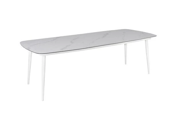 OUTFLEXX Esstischgarnitur, Weiß, Alu/Glas/Sling-Textilene, 9-teilig, Tisch 220x100 Cm, Glasplatte In Keramikoptik 9 OUTFLEXX Esstischgarnitur, Weiß, Alu/Glas/Sling-Textilene, 9-teilig, Tisch 220x100 Cm, Glasplatte In Keramikoptik – Bild 7