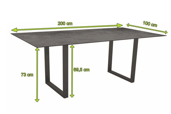 STERN Esstisch, Anthrazit, Aluminium, 200x100 Cm, Mit Tischplatte Silverstar 2.0 Dekor Zement 5 STERN Esstisch, Anthrazit, Aluminium, 200x100 Cm, Mit Tischplatte Silverstar 2.0 Dekor Zement – Bild 4
