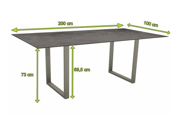 STERN Esstisch, Graphit, Aluminium, 200x100 Cm, Mit Tischplatte Silverstar 2.0 Dekor Zement 5 STERN Esstisch, Graphit, Aluminium, 200x100 Cm, Mit Tischplatte Silverstar 2.0 Dekor Zement – Bild 3