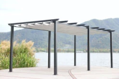 OUTFLEXX Pergola, Anthrazit/creme, Aluminium Pulverbeschichtet, 300 X 600 X 222 Cm, Mit Laufschienenfunktion