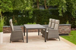 SIENA GARDEN Carlos/Amira Dining Set, Anthrazit/grau, Alu/Gardino®-Geflecht/Keramik, 220 X 100cm, Inkl. 6 Diningsessel, Verstellbar