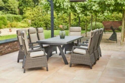 SIENA GARDEN Tirana/Corido Dining Set, Anthrazit/grau, Alu/Gardino®-Geflecht/Keramik, 205-265 X 103 X 76cm, Inkl. 8 Diningsessel
