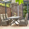 SIENA GARDEN Messina/Corido Dining Set, Anthrazit/grau, Alu/Gardino®-Geflecht/Keramik, 200-260 X 100 Cm, Inkl. 6 Diningsessel