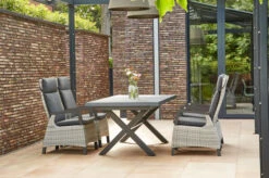 SIENA GARDEN Messina/Corido Dining Set, Anthrazit, Alu/Geflecht/Keramik, 200-260 X 100 Cm, Inkl. 4 Diningsessel