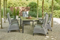 SIENA GARDEN Silva/Solea Dining Set, Anthrazit/grau/blau, Alu/Gardino®-Geflecht/Keramik, 220 X 100cm, Inkl. 6 Diningsessel, Stufenlos Verstellbar