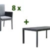 OUTFLEXX Esstischgarnitur, Anthrazit, Alu, Ausziehtisch 180/270x100 Cm, 8 Diningsessel
