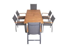 VILLANA Esstischgarnitur, Anthrazit/grau, Alu/ FSC-Akazienholz, Ausziehtisch 150/200 Cm, 4 Stapelstühle, 2 Multipositionssessel 34 VILLANA Esstischgarnitur, Anthrazit/grau, Alu/ FSC-Akazienholz, Ausziehtisch 150/200 Cm, 4 Stapelstühle, 2 Multipositionssessel -Kettler Verkäufe 23915 22.jpg