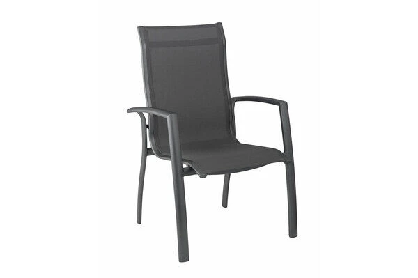 KETTLER Cubic/Legato Esstischgarnitur, Anthrazit, Alu/Kettalit/Textilene, 160x90 Cm, 6 Stapelsessel 4 KETTLER Cubic/Legato Esstischgarnitur, Anthrazit, Alu/Kettalit/Textilene, 160x90 Cm, 6 Stapelsessel – Bild 2