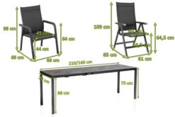 KETTLER Cubic/Basic Plus Esstischgarnitur, Anthrazit, Alu/HPL/Textilene, 140/210x70 Cm, 4 Stapel, 2 Multipos -Kettler Verkäufe 28835 05.jpg