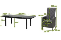 OUTFLEXX Malaga Premium Esstischgarnitur, Anthrazit/grau/sooty, Alu/Glas/Subrella, 180/240cm, 6 Sessel, Ausziehfunktion, Verstellbare Rückenlehne -Kettler Verkäufe 28878 05.jpg