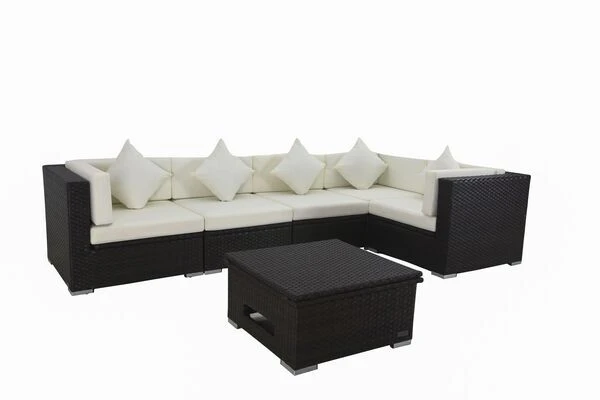 OUTFLEXX Ecklounge-Set Polyrattan, Braun, Für 5 Personen, Inkl. Loungetisch, Wasserfeste Kissenbox 8 OUTFLEXX Ecklounge-Set Polyrattan, Braun, Für 5 Personen, Inkl. Loungetisch, Wasserfeste Kissenbox – Bild 6