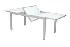 VILLANA Ausziehtisch, Silber/weiß, Alu/Sicherheitsglas, 160/220x90 Cm, Flügelmechanismus -Kettler Verkäufe 2 13395 2.jpg